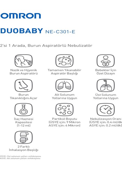 Ateş Ölçer Hediyeli Duobaby, Burun Aspiratörlü Alt ve Üst Solunum Yoluna Uygun Nebulizatör fırsatları