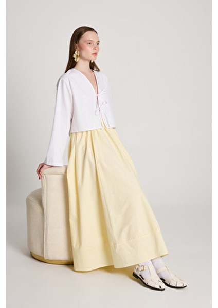 Giyim Odası Kadın Siyah Scuba Krep Uzun Bel Lastikli Kiloş Etek Rahat ve Şık Tasarım