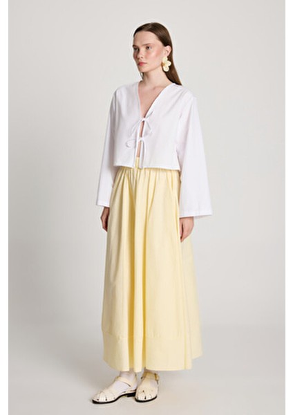 Giyim Odası Kadın Siyah Scuba Krep Uzun Bel Lastikli Kiloş Etek Rahat ve Şık Tasarım