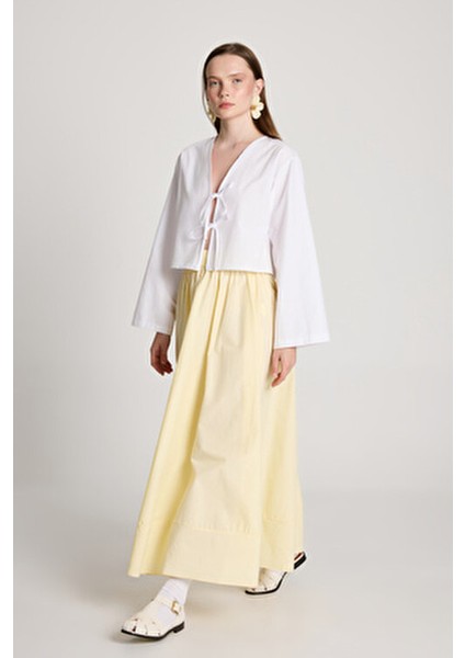 Giyim Odası Kadın Siyah Scuba Krep Uzun Bel Lastikli Kiloş Etek Rahat ve Şık Tasarım