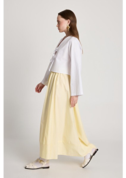 Giyim Odası Kadın Siyah Scuba Krep Uzun Bel Lastikli Kiloş Etek Rahat ve Şık Tasarım