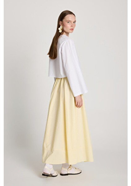 Giyim Odası Kadın Siyah Scuba Krep Uzun Bel Lastikli Kiloş Etek Rahat ve Şık Tasarım