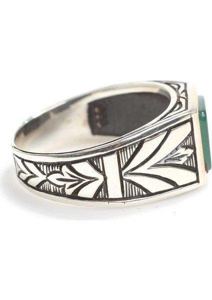 925 Ayar Gümüş Kare Oniks Taşlı Erkek Yüzük fiyatları