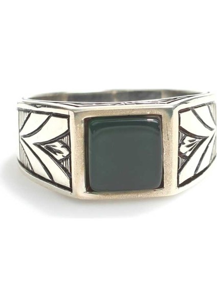 925 Ayar Gümüş Kare Oniks Taşlı Erkek Yüzük modelleri