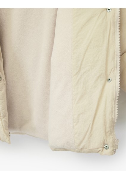 Kapşonlu Cepli Uzun Kollu Fermuarlı Şişme Mont indirimleri