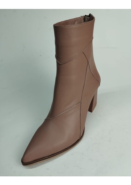 Kadın Hakiki Deri Ten Deri Topuklu Bot