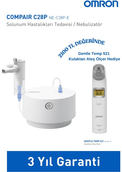 Gentle TEMP521 Kulaktan Ateş Ölçer Hediyeli C28P Nebulizatör