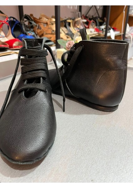 Siyah Deri Kırmızısı Dans Botu- Bağcıklı-Süet Taban - Tüm Danslar Için Uygundur. modelleri