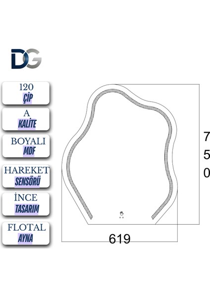 Sanal Glass Hareket Sensörlü Ledli Dekoratif Banyo/salon ve Makyaj Aynası (Berlin) indirimleri