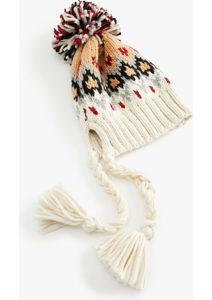 Ponponlu Kış Temalı Püskül Detaylı Çok Renkli Bere fiyatları