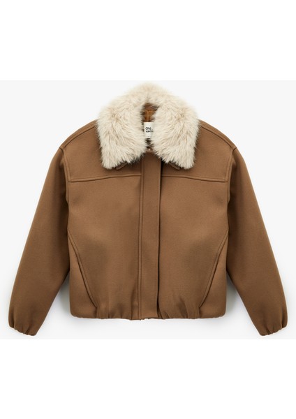 Çıkarılabilir Kürk Yakalı Uzun Kollu Ceket