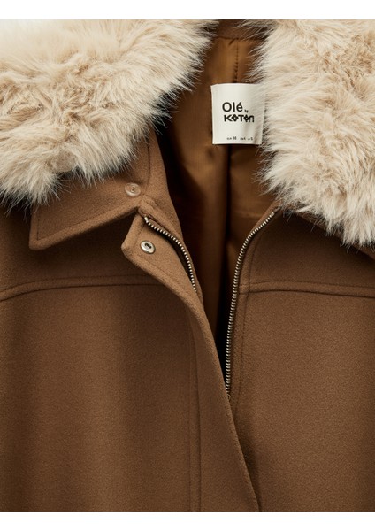 Çıkarılabilir Kürk Yakalı Uzun Kollu Ceket fırsatları