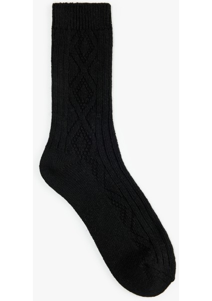 Kalın Koyun Yünü Karışımlı Baklava Desenli Dokulu Soket Çorap fiyatları