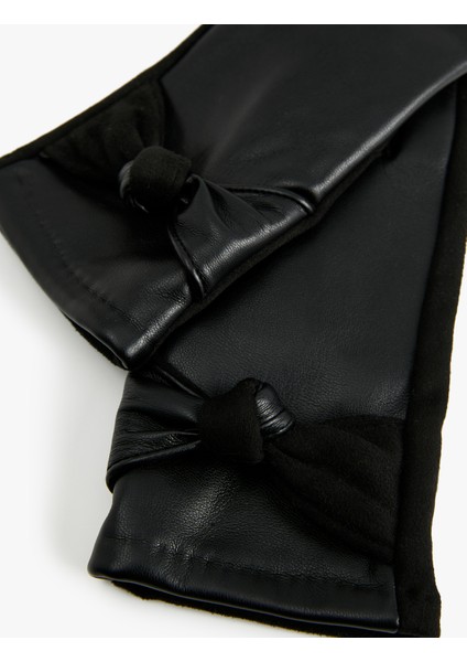 Kurdele Detaylı Suni Deri Eldiven fırsatları