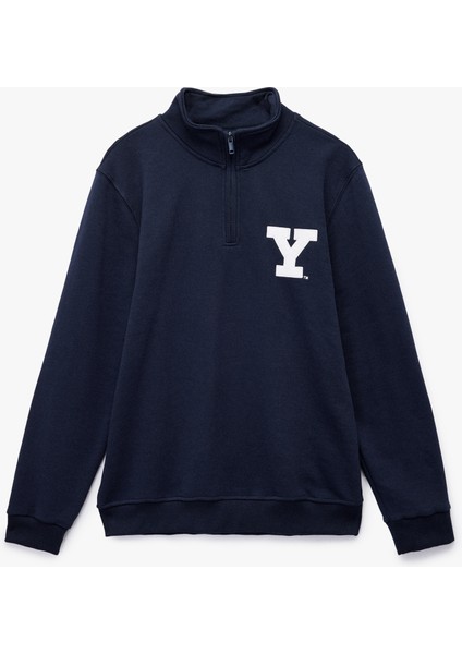 Uzun Kollu Yarım Fermuarlı Lisanslı Yale Baskılı Sweatshirt