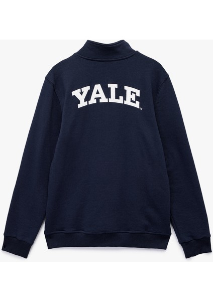 Uzun Kollu Yarım Fermuarlı Lisanslı Yale Baskılı Sweatshirt fiyatları