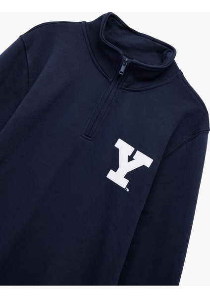 Uzun Kollu Yarım Fermuarlı Lisanslı Yale Baskılı Sweatshirt modelleri