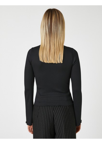 Boğazlı Yaka Ribanalı Kazak Slim Fit fırsatları