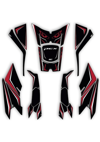 Honda Pcx 125 / 150 2025 Uyumlu Full Tank Pad Seti Kırmızı