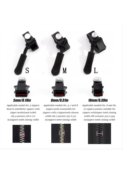 Fermuar Onarım Kiti 24 Pcs Evrensel Yedek Fermuar Kaydırıcı Fixer Sürgülü Diş Kafası Anında Fermuar (Yurt Dışından) modelleri