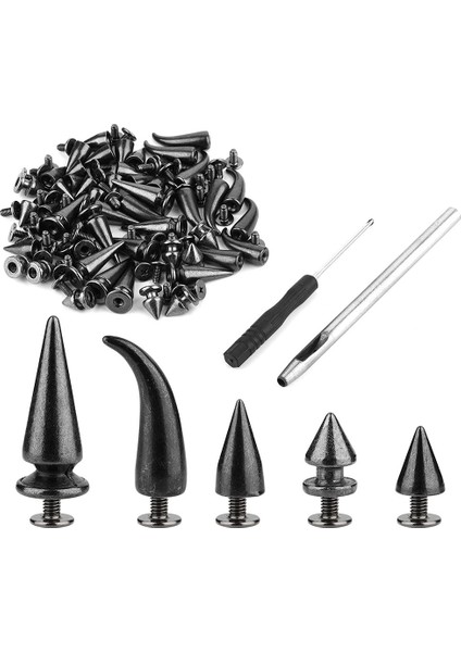 50 Set Karışık Şekil Koni Sivri Uçlar Punk Tarzı Giyim Aksesuarları Için Perçin Kiti Diy Zanaat Dekorasyonu (Yurt Dışından)