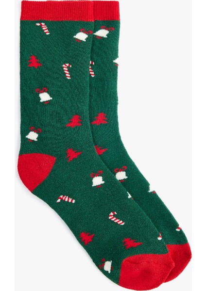 Pamuklu Çok Renkli Yılbaşı Temalı Soket Havlu Çorap fiyatları