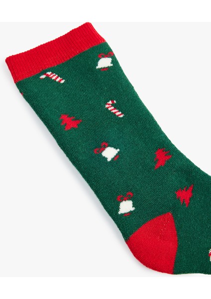 Pamuklu Çok Renkli Yılbaşı Temalı Soket Havlu Çorap modelleri