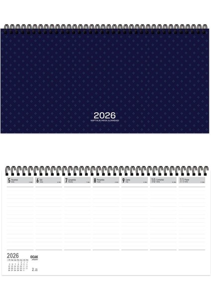 Keskin 2026-AJ-66 16*33,5 Spr.haftalık Masa Ajandası-Lacivert
