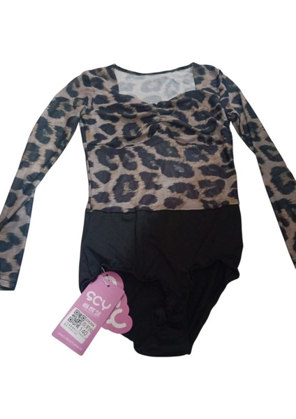 Çocuk Latin Dansı Kıyafetleri Kız Çocukları Için Antrenman Kıyafetleri Leopar Elbise Cha Cha Rumba Performans Giyim Setleri