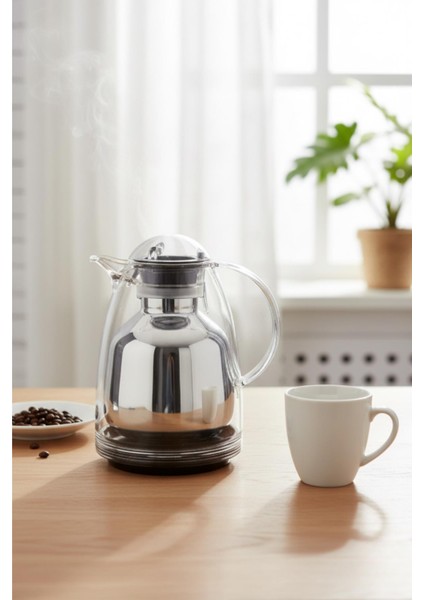 1 Lt Akrilik Şeffaf Çay Termosu 12 Saat Sıcak 24 Saat Soğuk