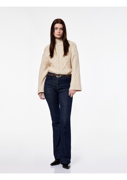 x Şahika Ercümen - Uzun Kollu Balıkçı Yaka Saç Örgü Kazak fiyatları