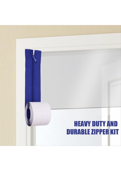 2 Adet Toz Bariyer Fermuar Anlık Kapı Tozu Koruma Kendi Yapışkan Muşamba Çift Fermuarlı Bıçak Yapısı Mavi (Yurt Dışından) fiyatları