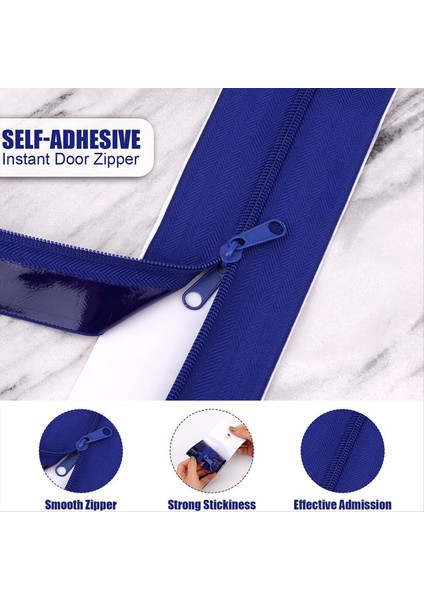 2 Adet Toz Bariyer Fermuar Anlık Kapı Tozu Koruma Kendi Yapışkan Muşamba Çift Fermuarlı Bıçak Yapısı Mavi (Yurt Dışından) indirimleri