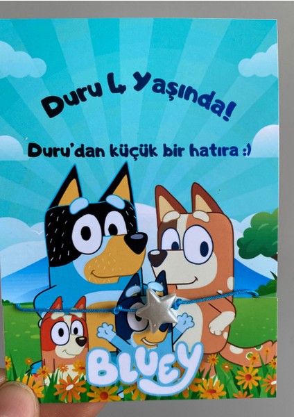 Bluey Temalı Özel Doğum Günü Hediyelik Bileklik 10 Adet– Çocuk Parti Misafir Hediyesi