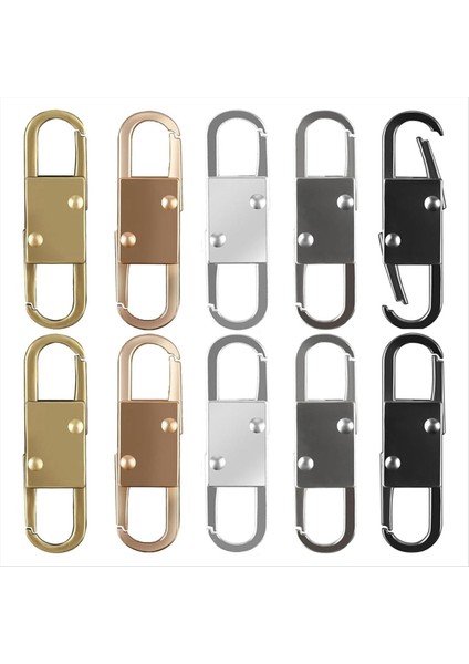 Fermuar Çekme Değiştirme 10 Pc Çift Açılış Fermuarı Klipsi Hırsızlık Caydırıcı Çıkarılabilir Metal Fermuar Çekme Sekmesi 5 Renk (Yurt Dışından)