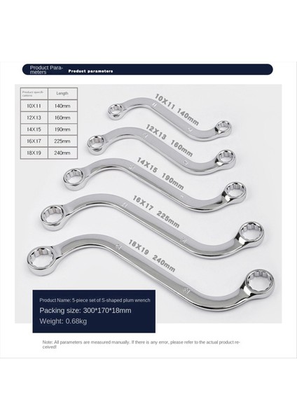 5pcs S-Tipi Anahtar Seti Çift Anahtar 12 Noktalı Anti-Rasta Halka Anahtarı Çift Kafa Kutusu Kombinasyonu Araba Onarım Aracı Için Set (Yurt Dışından) modelleri