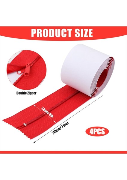 4 Adet Toz Bariyer Fermuarı 7ft x 3in Kendi Kendine Yapışkan Muşamba Çift Fermuar Anında Kapı Toz Koruması Kaplama Kesici ile (Yurt Dışından) modelleri