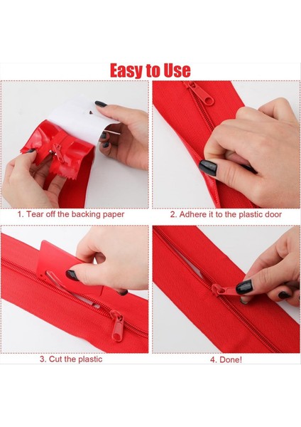 4 Adet Toz Bariyer Fermuarı 7ft x 3in Kendi Kendine Yapışkan Muşamba Çift Fermuar Anında Kapı Toz Koruması Kaplama Kesici ile (Yurt Dışından) indirimleri