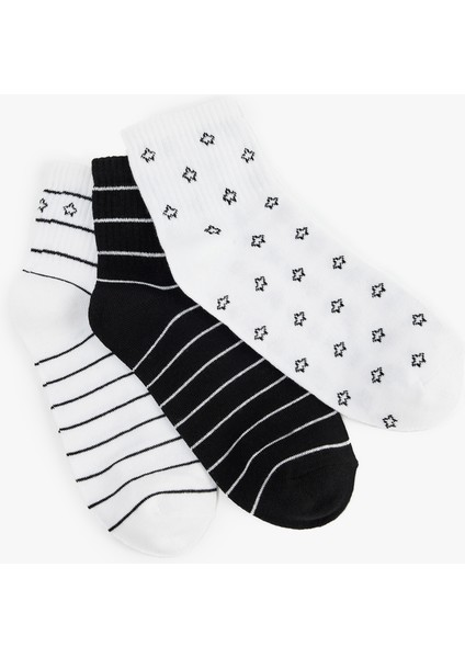 Yıldız Desenli Pamuklu 3'lü Soket Çorap Seti fiyatları