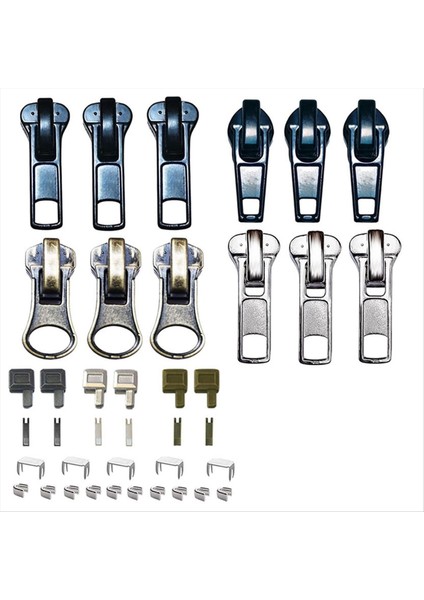 Fermuarlı Onarım Kiti 5 Kaydırıcı ile Kaydırıcı Metal Fermuar Sabitleme Kutusu Fermuar Çekme Giysileri Kilitli Fermuar Çektirme (Yurt Dışından)