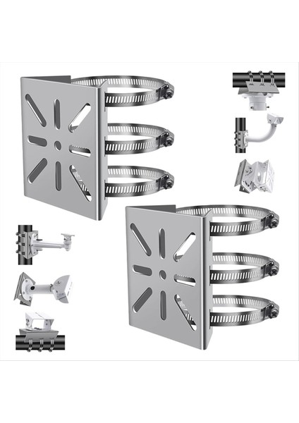 2 Adet 6 Döngü ile Evrensel Duvar Montaj Braketi Paslanmaz Çelik Dikey Kutup Montaj Adaptörü Cctv Güvenlik Kamerası Için (Yurt Dışından) fiyatları