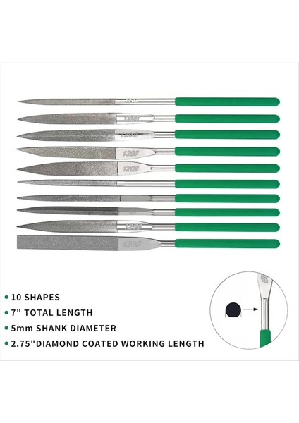 10 Parçalı Elmas Dosya Seti Hassas Iğne Dosya Seti Metal Dosyalama Için Elmas Kaplı Dosyalar Seramik Taş Takı A (Yurt Dışından) fırsatları