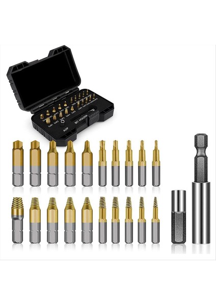 22PCS Titanyum Hasarlı Vidalı Ekstraktör Seti - Erkekler Için Stoklama Dolgaları Yetişkinler Soyulmuş Vidalar Için Çıkarma Fındık (Yurt Dışından)