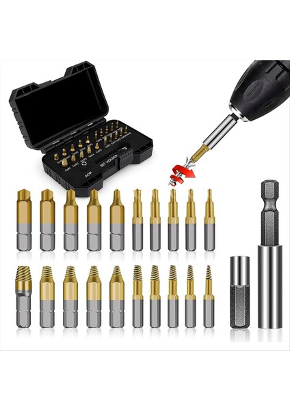 22PCS Titanyum Hasarlı Vidalı Ekstraktör Seti - Erkekler Için Stoklama Dolgaları Yetişkinler Soyulmuş Vidalar Için Çıkarma Fındık (Yurt Dışından) fiyatları