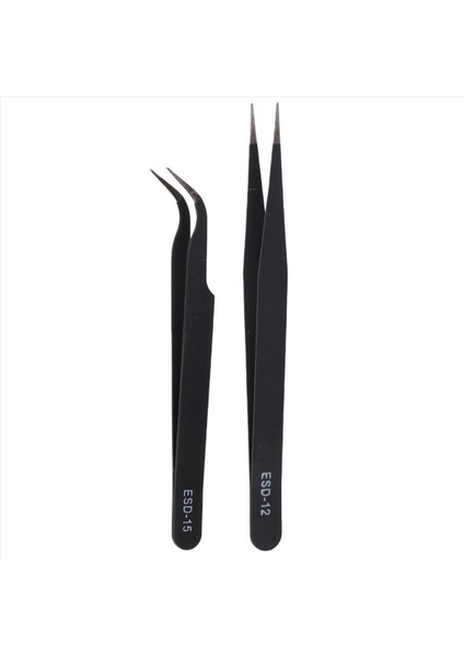 Çivi Art Rhinestones Kirpikleri Uzatma Düz ve Kavisli Cımbız Araç Set-Siyah (Yurt Dışından)