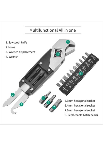 Paslanmaz Çelik Ayarlanabilir Anahtar Değiştirilebilir Tornavida Kafası Taşınabilir Ev Aleti Depolama Torbası ile (Yurt Dışından) fırsatları