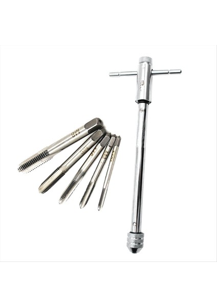 5 M3-M8 3mm-8mm Iplik Metrik Fişine Sahip Uzun Ayarlanabilir Gümüş T-Koltuk Musluk Anahtarı (Yurt Dışından)