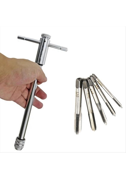 5 M3-M8 3mm-8mm Iplik Metrik Fişine Sahip Uzun Ayarlanabilir Gümüş T-Koltuk Musluk Anahtarı (Yurt Dışından) fiyatları