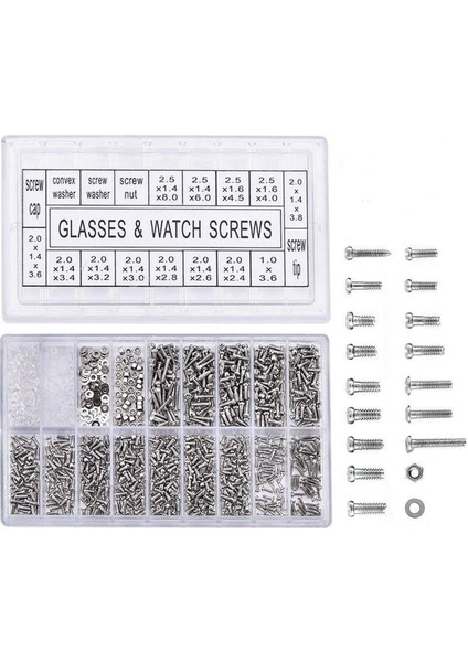 1000PCS Paslanmaz Çelik Gözlükler Elde Matkap Seti ile Onarım Vidası Yedek Kiti Hassas Pin Menzir (Yurt Dışından) modelleri