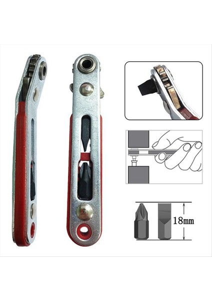 Mini Cırcır Anahtarı 1/4 Inç Sürücü Soketi Altıgen Tornavida Biti Çift Kafa Cırcır Anahtarı Iki Bit Başlık Düz (Yurt Dışından) modelleri